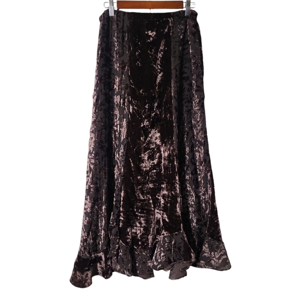 Vintage brown crushed velvet long skirt - Picture 5 of 12